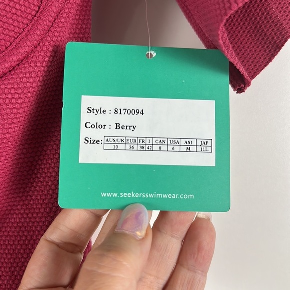 {Seekers Australia} Berry Off Shoulder Ruffle Sleeve Formed Bust One Piece Sz 6 - Picture 5 of 6